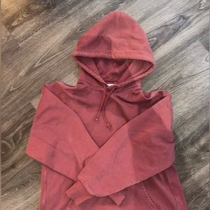 TNA pinkish red hoodie, slightly worn but no damages, size small can fit L-XS